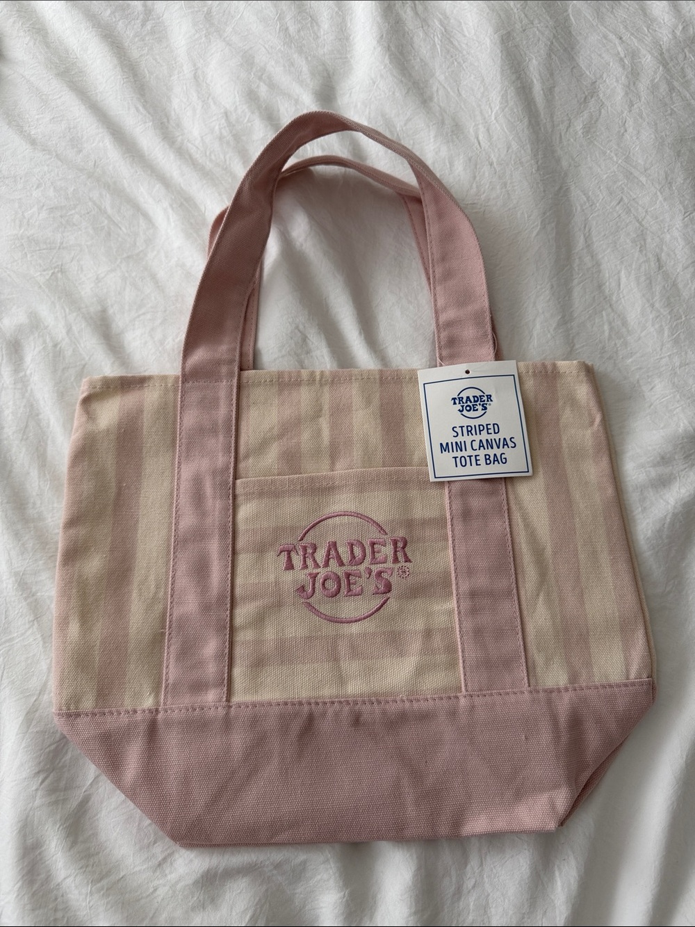 Trader Joe’s Pink Striped Mini Canvas Tote Bag